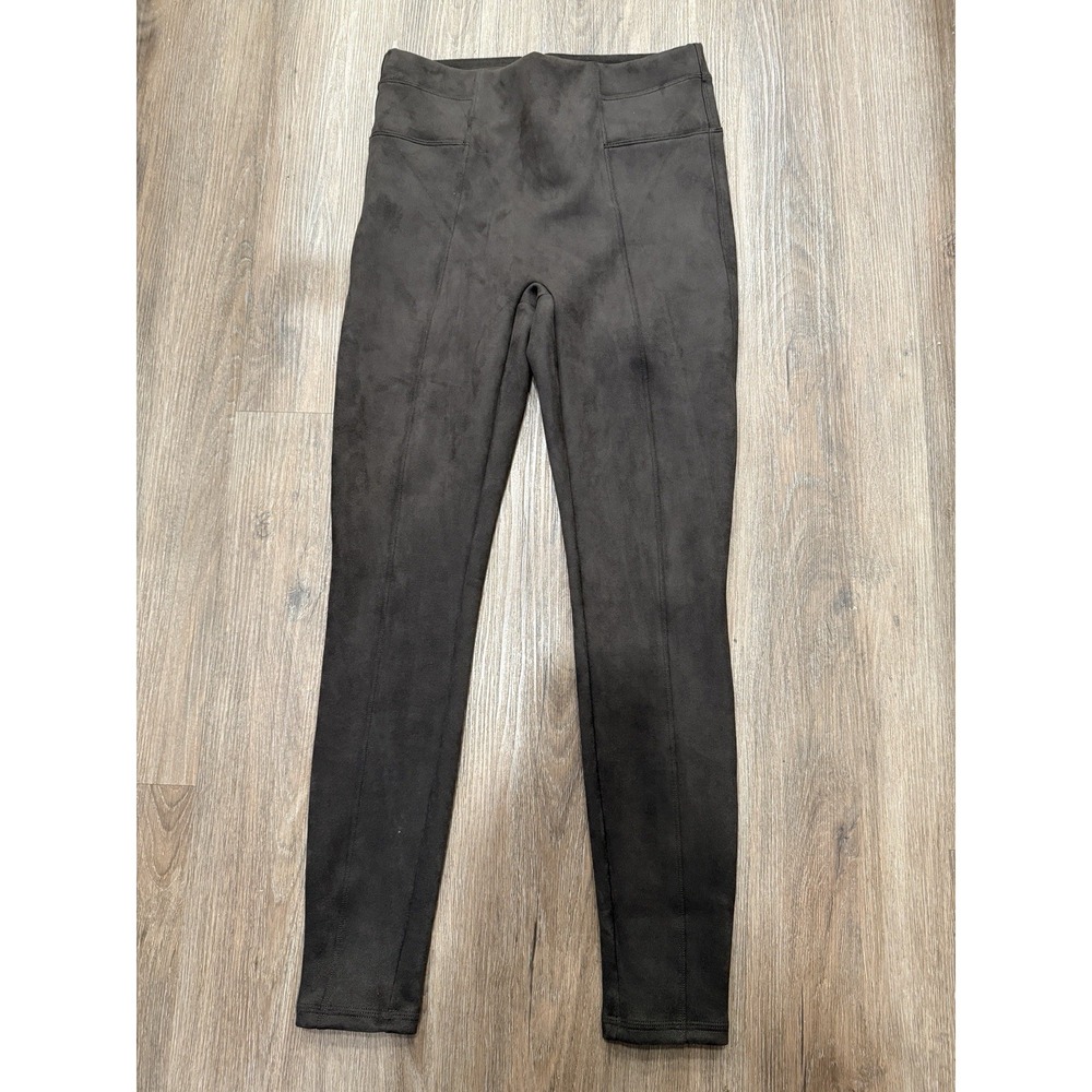 SPANX Faux Suede Leggings shapewear chocolate brown‎ pull on Medium